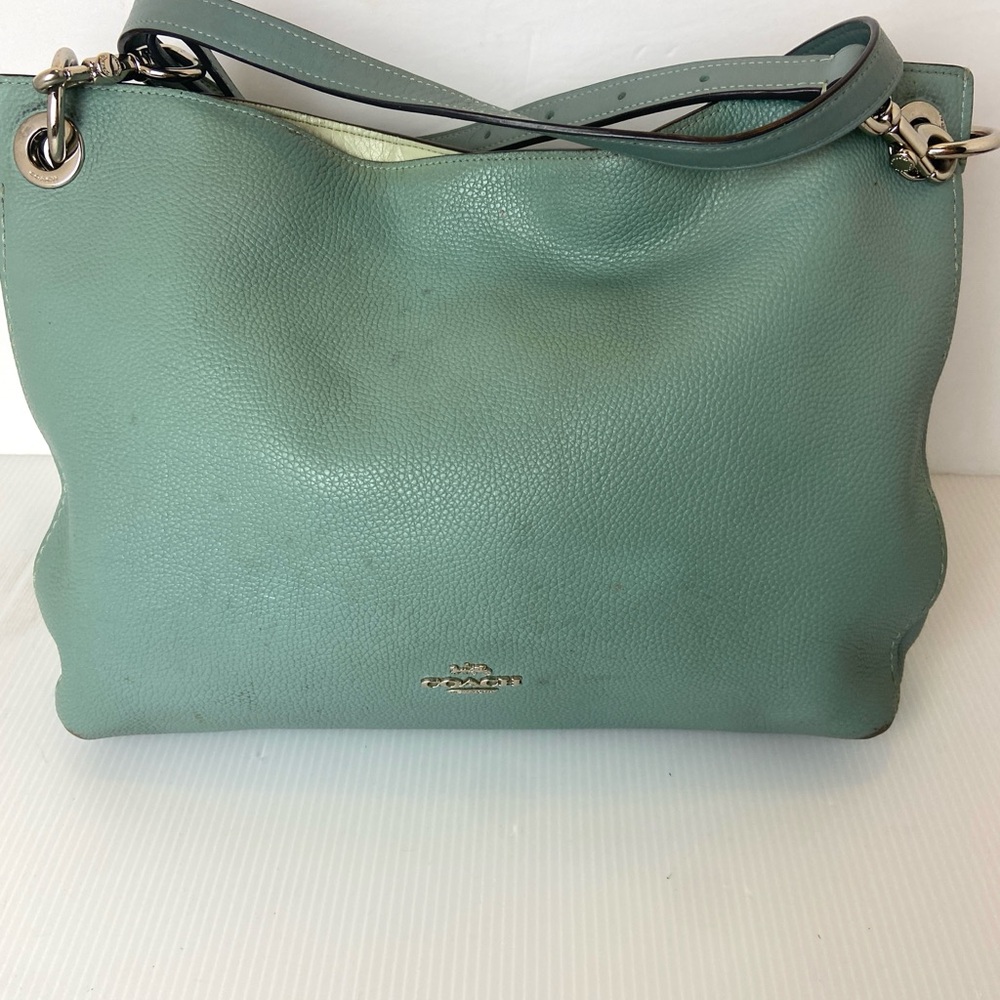 Coach Light Blue Leather Bag Purse with Shoulder Strap and Handle